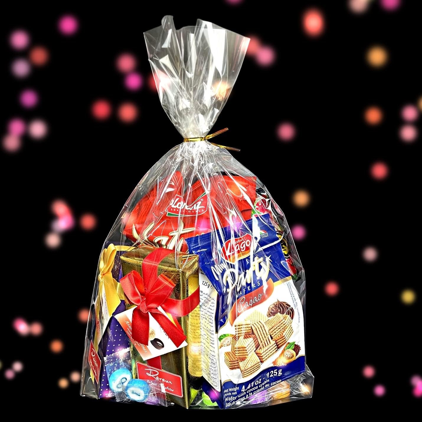 12"X 16", 100Pcs Bottom Gusset Bags, Clear Plastic Cellophane Mug Treat Goodie Gift Bags with 100X Twist Ties, Large Party Favor Packaging, Toy Wrapping (No Side Gusset)