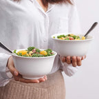 20Oz Ceramic Cereal Bowls - 6 White Kitchen Soup Bowls Set - Deep White Bowls for Soup, Cereal and Salad, Microwave and Dishwasher Safe