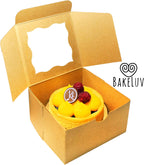 12Pcs Brown Small Cookie Boxes with Window, 4X4X2.5 Inches Bakery Boxes, Mini Cake, Treats, Macaron Packaging, Individual Cupcake, Gift Giving