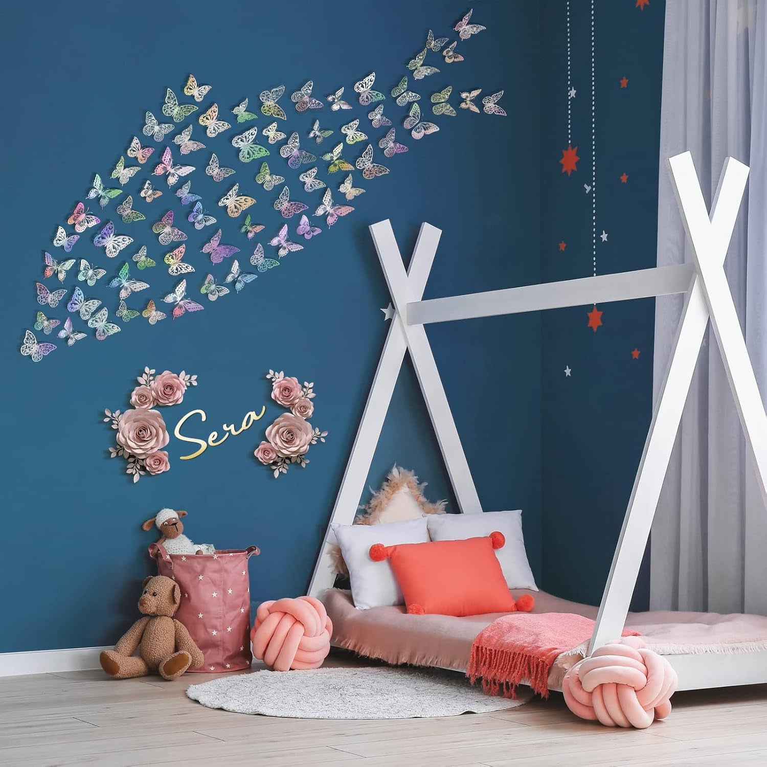 72 Pcs Butterfly Wall Decor Stickers, 3 Sizes 6 Styles Butterfly Decorations, 3D Party Decorations/Birthday Decorations/Cake Decorations, Laser Butterflies for Wall Decor Room Decor