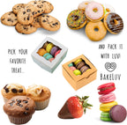 12Pcs Brown Small Cookie Boxes with Window, 4X4X2.5 Inches Bakery Boxes, Mini Cake, Treats, Macaron Packaging, Individual Cupcake, Gift Giving