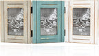 Rustic 3 Picture Frame 4X6 Triple Hinged Distressed Photo Frame for Tabletop Display, Picture College Frame Present for Holiday, Festival, Christmas