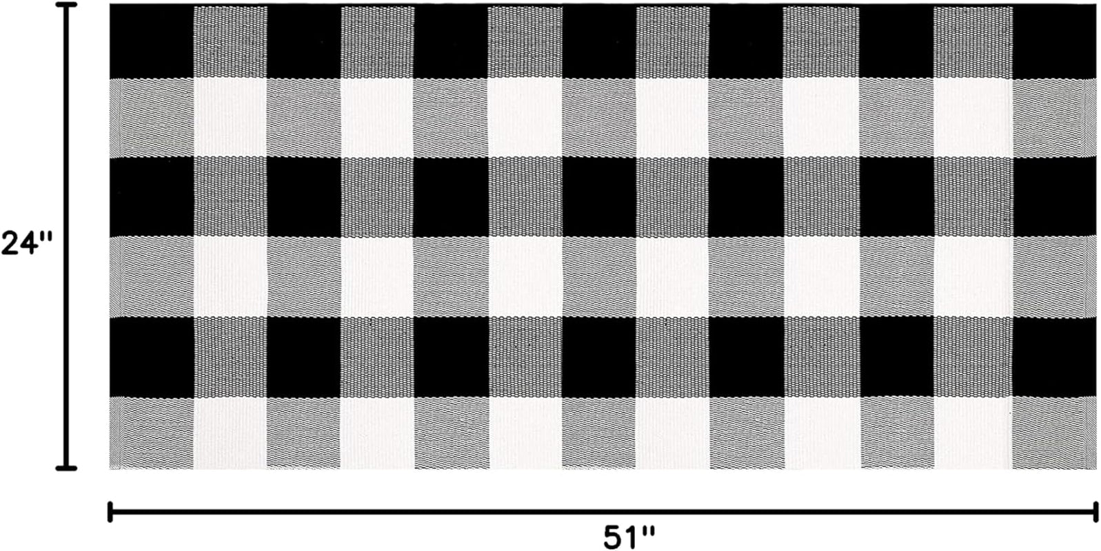 Buffalo Plaid Rug 24 X 51 Inch for Layered Hello Door Mats Washable Black and White Reversible Checked Outdoor Rugs Carpet for Front Door Entryway