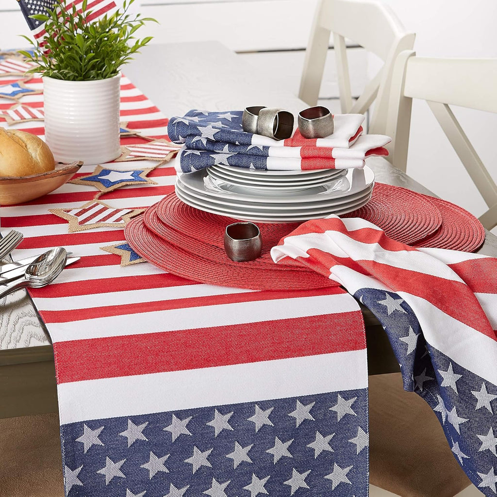 Classic Woven Tabletop Collection, Indoor/Outdoor Placemat Set, Round, 15" Diameter, Tango Red, 6 Piece