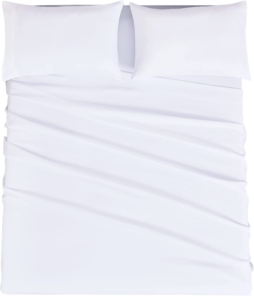 California King Size Sheet Set - Soft Microfiber Bed Sheets,Deep Pocket Fitted Sheet, Breathable, Wrinkle & Fade Resistant - 4 Piece (California King,White)