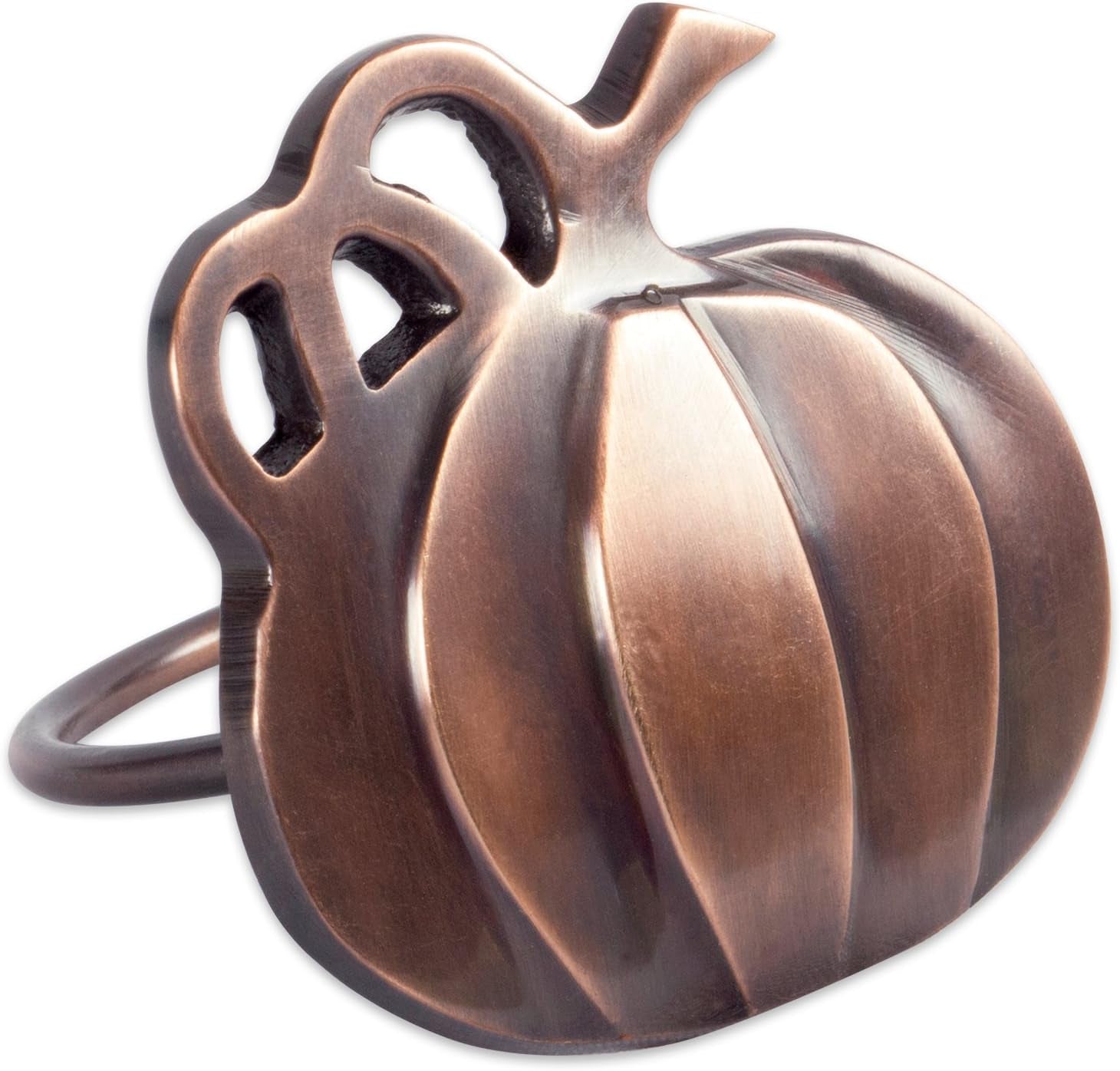 Christmas Thanksgiving Holiday Tabletop Décor Collection Decorative Napkin Ring Holder Set, 2" Diameter, Rustic Harvest Pumpkin, 6 Piece