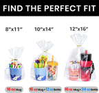 12"X 16", 100Pcs Bottom Gusset Bags, Clear Plastic Cellophane Mug Treat Goodie Gift Bags with 100X Twist Ties, Large Party Favor Packaging, Toy Wrapping (No Side Gusset)