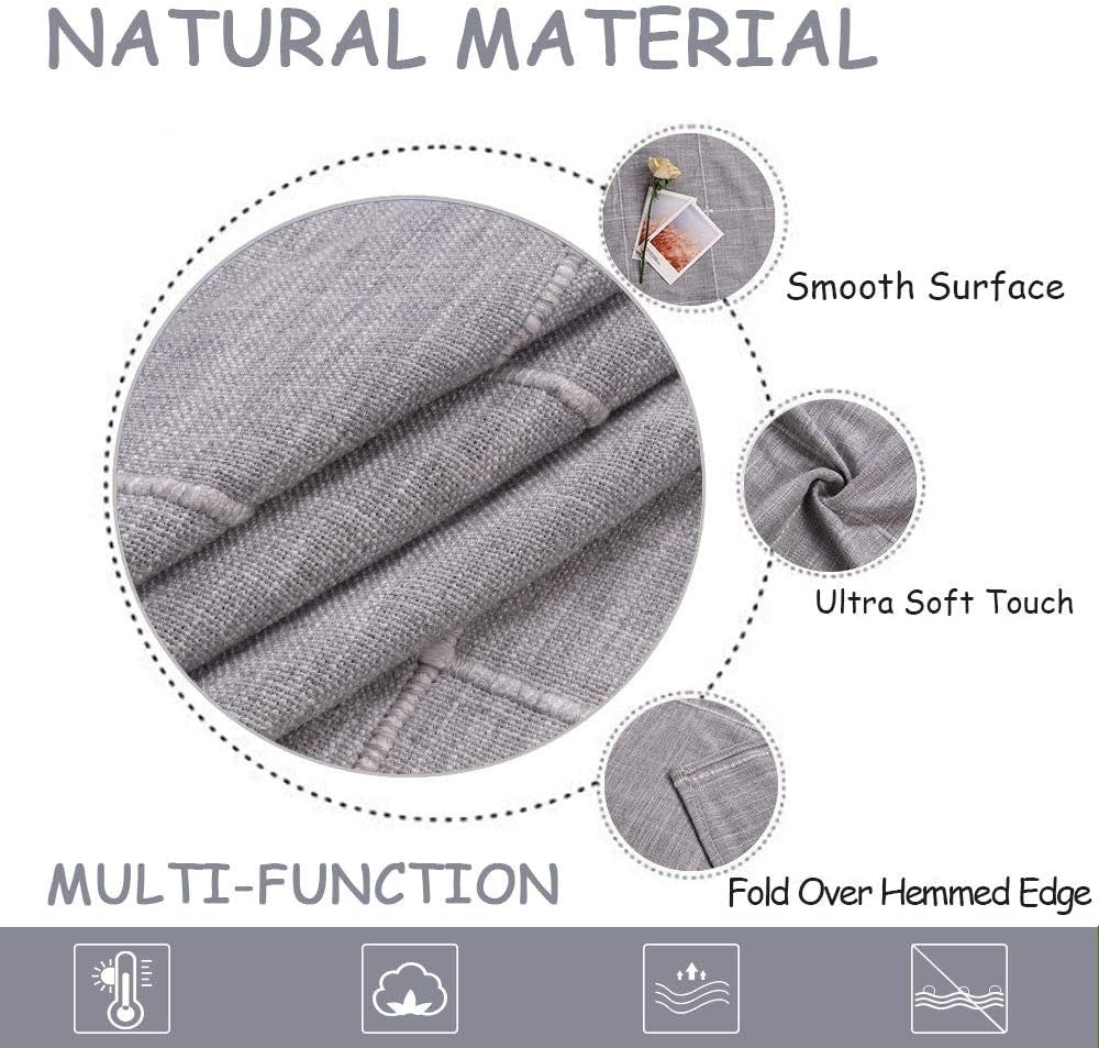 Farmhouse Tablecloth Solid Embroidery Lattice Cotton Linen Table Cloth Fabric Wrinkle Free Washable Table Cover for Kitchen Dinning Tabletop Decor (Rectangle/Oblong, 52 X 86 Inch, Grey)