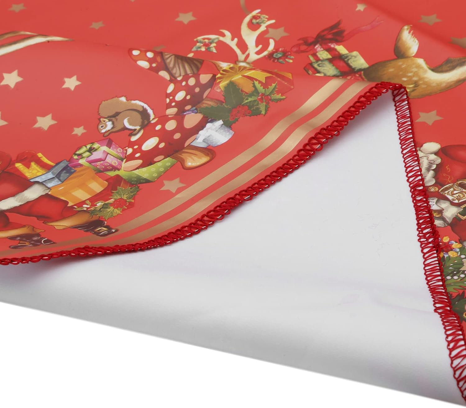 Heavy Duty Flannel Backed Vinyl Tablecloth with Flannel Backing Easy to Wipe-Clean Oilcloth Waterproof Plastic Rectangle 55X90 Inch Red Table Cover for Christmas