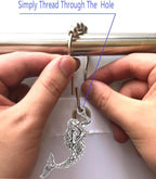 Mermaid Shower Curtain Hooks Rings - Silver Shower Curtain Hangers Rust Proof Shower Hooks for Shower Curtain, Decorative Bathroom Accessories Set, Sea Beach Theme Bathroom Decor, Set of 12