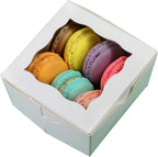 50Pcs White Small Cookie Boxes with Window, 4X4X2.5 Inches Bakery Boxes, Mini Cake, Treats, Macaron Packaging, Individual Cupcake, Gift Giving