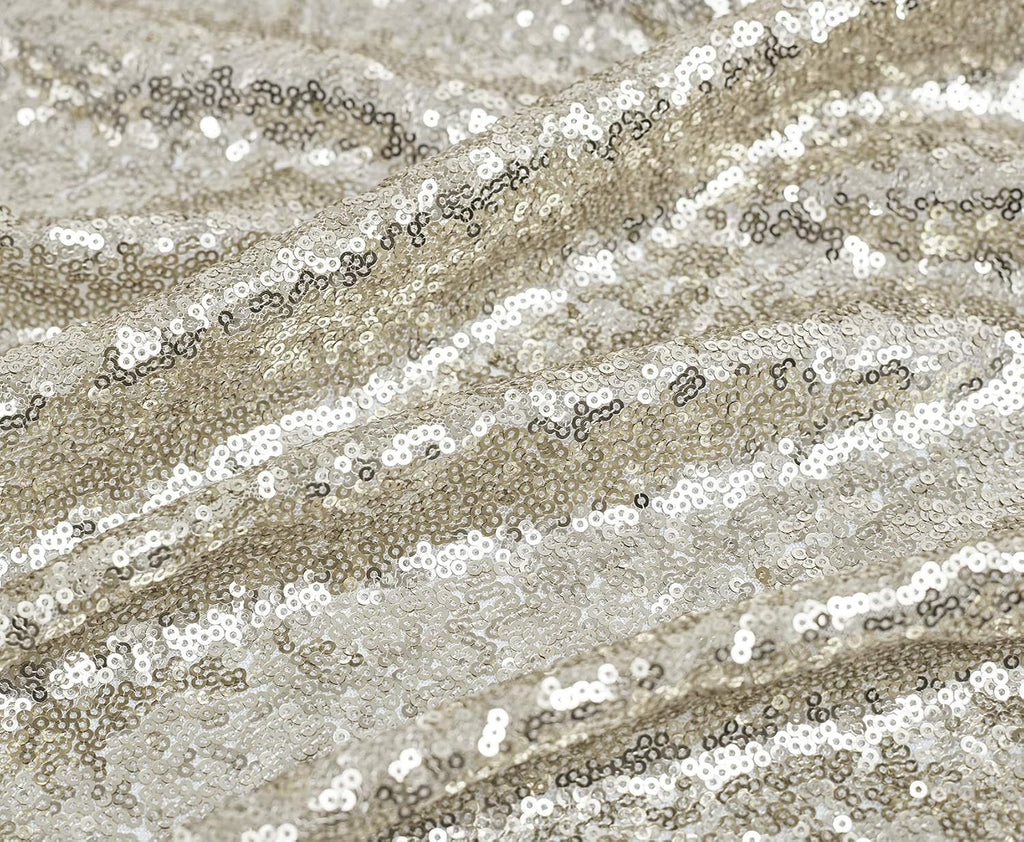 50 Inch round Sequin Tablecloth Champagne, Glitter Tablecloth for Bridal Shower Decorations, Birthday, Wedding, Dessert, Banquet（50 Inch Round, Champagne）
