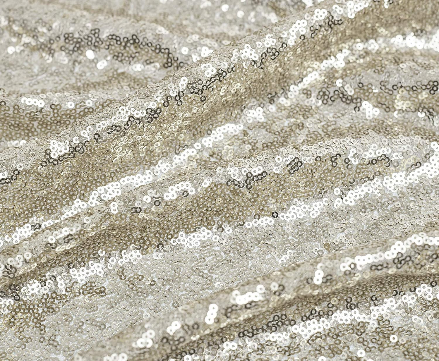 50 Inch round Sequin Tablecloth Champagne, Glitter Tablecloth for Bridal Shower Decorations, Birthday, Wedding, Dessert, Banquet（50 Inch Round, Champagne）
