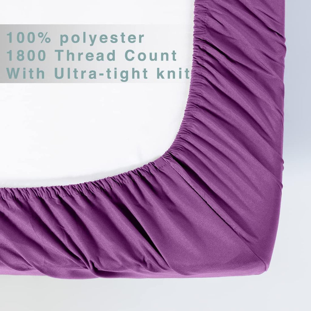 Bed Sheet Set Queen Size 16 Inches Deep Pocket 1800 Thread Count 100% Microfiber Sheet,Bedding Super Soft Comfortable, Cool Warm,4 Piece（Purple）