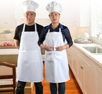 Chef Apron and Hat for Men and Women, Machine Washable Kitchen Cooking Apron for BBQ, Grilling, Baking, 1 Set (33" L X 26" W)