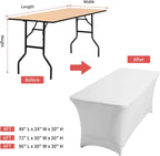 Spandex Table Covers, Stretch Tablecloths for 6 Ft Standard Folding Tables, Universal Rectangular Fitted Table Cloths for Wedding, Banquet, Party and Events (Silver)