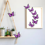 24 Pieces Purple Monarch Butterfly Decorations Magnet 4.7 Inch Purple Butterfly Glitter 3D Butterflies Wall Decor for Crafts Halloween Classroom Flower Arrangements Supplies