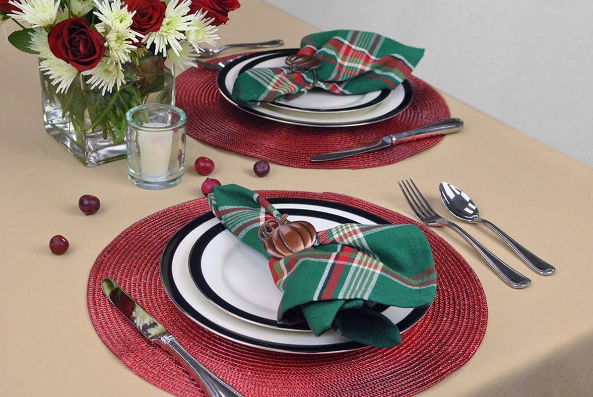 Christmas Thanksgiving Holiday Tabletop Décor Collection Decorative Napkin Ring Holder Set, 2" Diameter, Rustic Harvest Pumpkin, 6 Piece