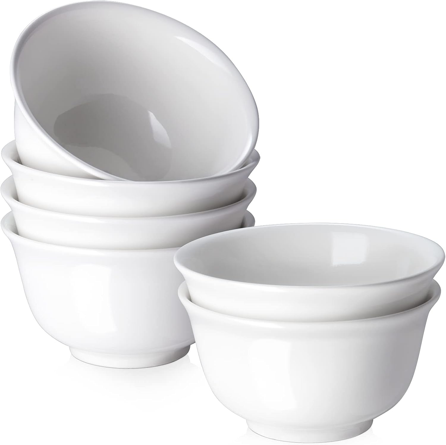 20Oz Ceramic Cereal Bowls - 6 White Kitchen Soup Bowls Set - Deep White Bowls for Soup, Cereal and Salad, Microwave and Dishwasher Safe
