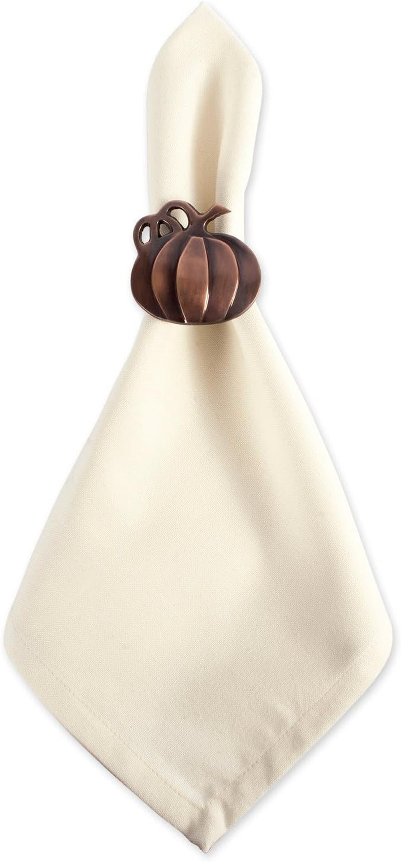 Christmas Thanksgiving Holiday Tabletop Décor Collection Decorative Napkin Ring Holder Set, 2" Diameter, Rustic Harvest Pumpkin, 6 Piece