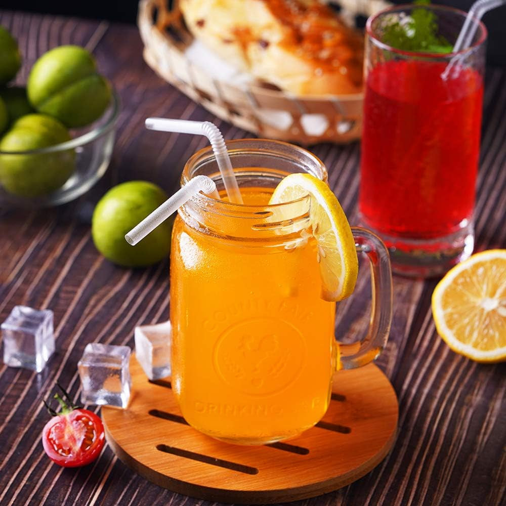 500 Pcs Clear Disposable Plastic Flexible Straws.(0.23'' Diameter and 7.7" Long)