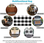 Buffalo Plaid Rug 24 X 51 Inch for Layered Hello Door Mats Washable Black and White Reversible Checked Outdoor Rugs Carpet for Front Door Entryway