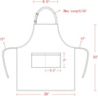 Chef Apron and Hat for Men and Women, Machine Washable Kitchen Cooking Apron for BBQ, Grilling, Baking, 1 Set (33" L X 26" W)