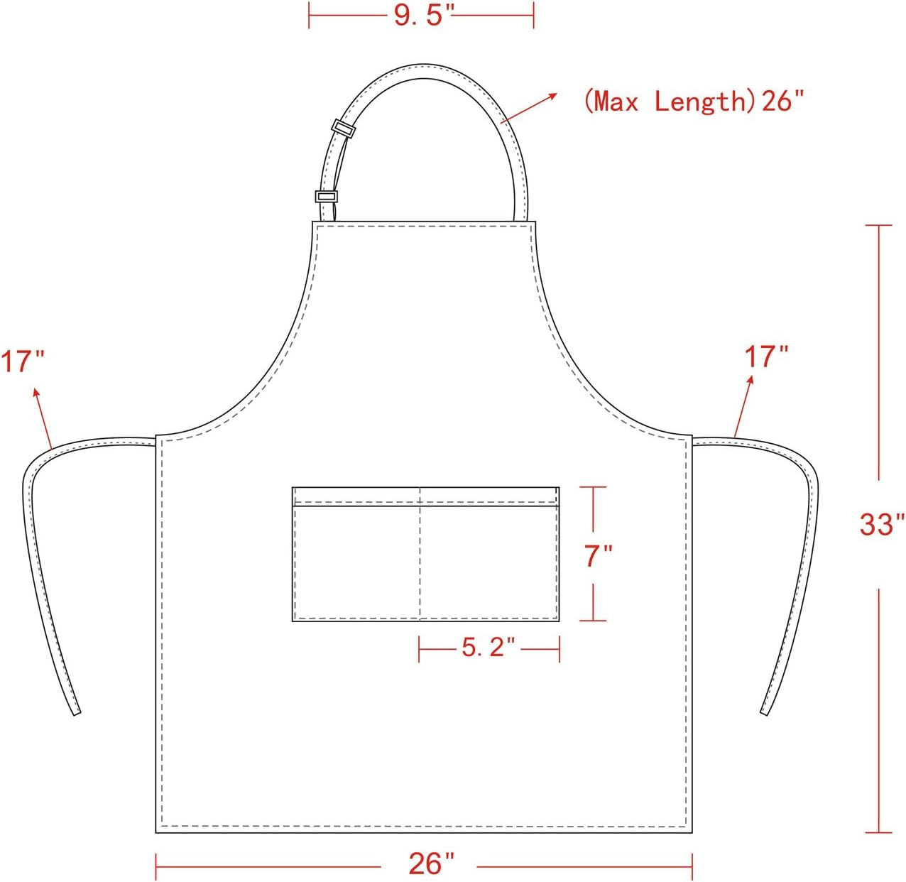 Chef Apron and Hat for Men and Women, Machine Washable Kitchen Cooking Apron for BBQ, Grilling, Baking, 1 Set (33" L X 26" W)