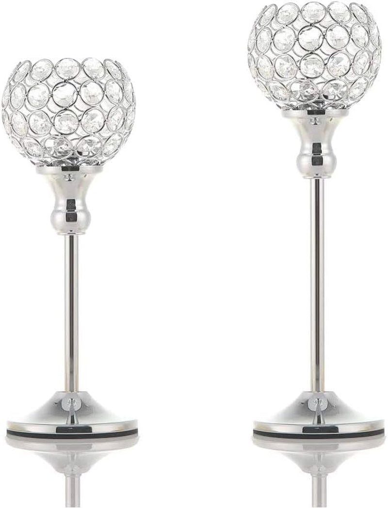Silver Crystal Candle Holders，Candlestick Holders for Wedding Party Centerpiece