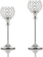 Silver Crystal Candle Holders，Candlestick Holders for Wedding Party Centerpiece