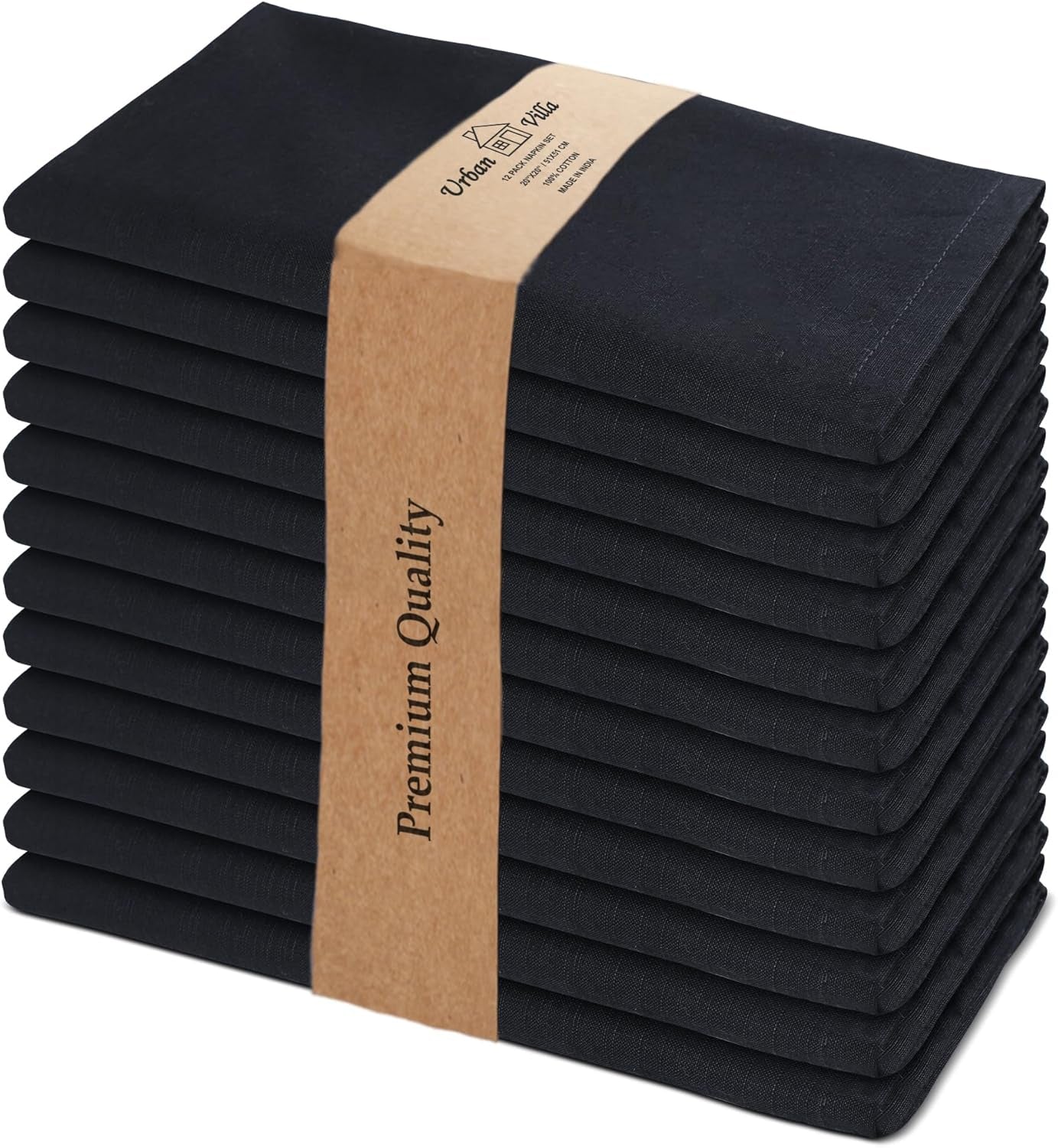 Christmas Dinner Napkins 20’’X20’’ over Sized Set of 12 Black Color Cloth Napkins 100% Cotton Slub Thanks Giving Cloth Napkins Premium Hotel Quality Everyday Use Ultra Soft Dinner Napkins