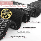 Buffalo Plaid Runner Rug - 2' X 6' Black Checkered Runner Rug, Farmhouse, Indoor, Washable, Water Resistant