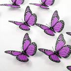 24 Pieces Purple Monarch Butterfly Decorations Magnet 4.7 Inch Purple Butterfly Glitter 3D Butterflies Wall Decor for Crafts Halloween Classroom Flower Arrangements Supplies