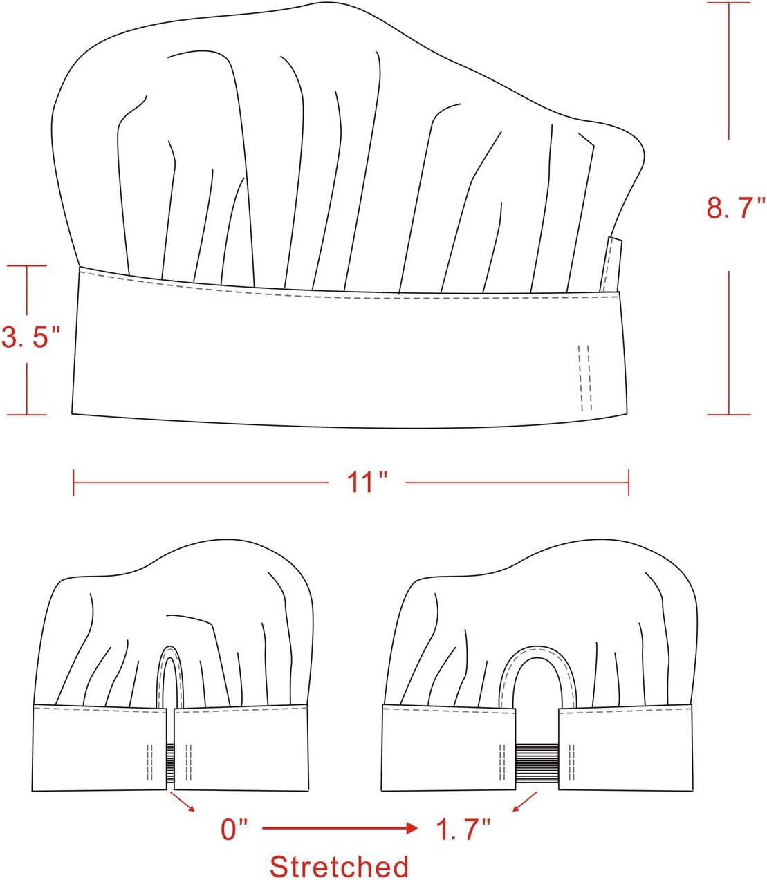 Chef Apron and Hat for Men and Women, Machine Washable Kitchen Cooking Apron for BBQ, Grilling, Baking, 1 Set (33" L X 26" W)