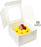 50Pcs White Small Cookie Boxes with Window, 4X4X2.5 Inches Bakery Boxes, Mini Cake, Treats, Macaron Packaging, Individual Cupcake, Gift Giving