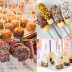 24 Pack Bling Candy Apple Sticks and Bags Kits, Caramel Apple Wooden Skewers,Food Bamboo Decorative Sticks for Rice Krispie Treats Cookie Cake Pops Corn Dogs with Glass Wrapper Glitter Ribbons Tie