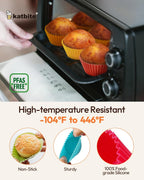 Silicone Cupcake Liners 24 Pack - Non-Stick Silicone Muffin Liners Set, Thick & Heavy Duty Cupcake Molds - Perfect for Party Halloween Christmas Bakery Supplies, Multicolor