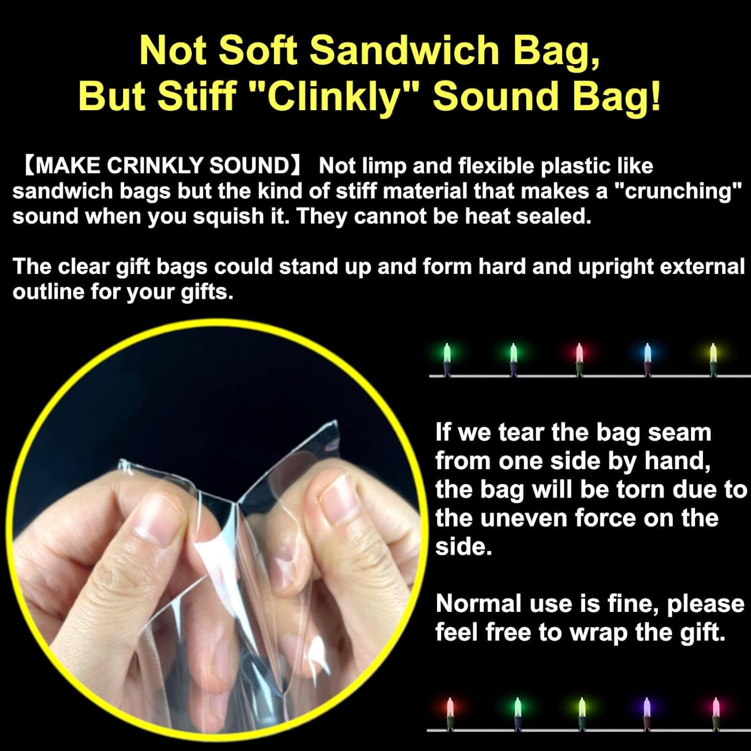 12"X 16", 100Pcs Bottom Gusset Bags, Clear Plastic Cellophane Mug Treat Goodie Gift Bags with 100X Twist Ties, Large Party Favor Packaging, Toy Wrapping (No Side Gusset)