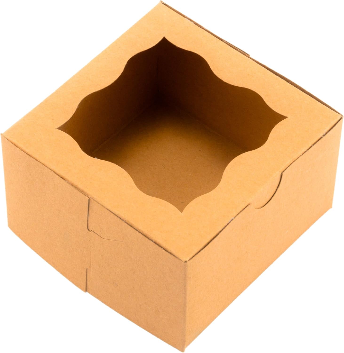 12Pcs Brown Small Cookie Boxes with Window, 4X4X2.5 Inches Bakery Boxes, Mini Cake, Treats, Macaron Packaging, Individual Cupcake, Gift Giving