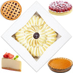 Pie Boxes for 9 Inch Pie | White, 25 Pack | 9X9X2.5 Bakery Box with Window, 9X9 Cookie Box, 9 Inch Pastry Boxes with Window Bulk, Cake Boxes, Auto Pop Up
