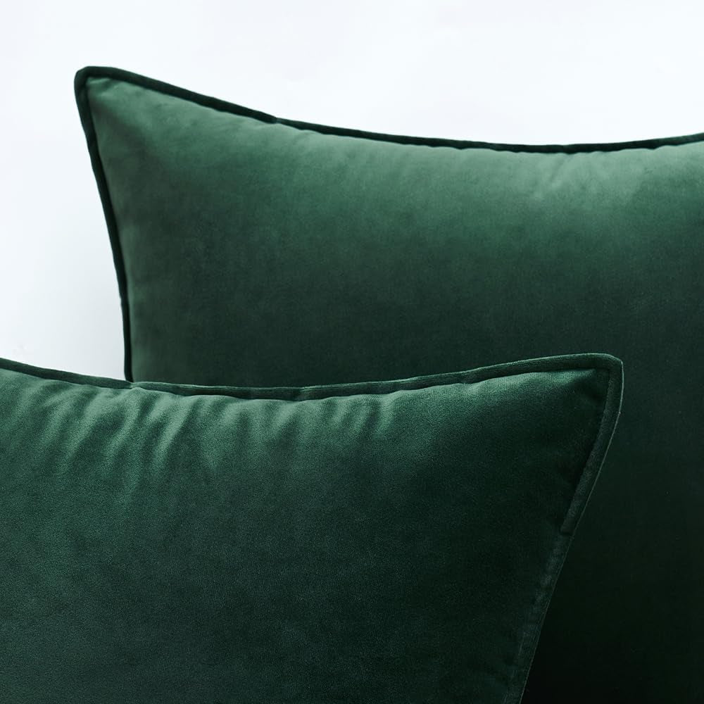 Pack of 2 Decorative Velvet Throw Pillow Cover Soft Pillowcase Solid Square Cushion Case for Sofa Bedroom Car 16X16 Inch Army Green