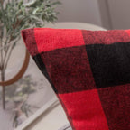 Classic Retro Checkers Plaids Linen Soft Solid Black and Red Decorative Throw Pillow Cover Home Decor Design Cushion Case for Sofa Bedroom Car 16 X 16 Inch 40 X 40 Cm