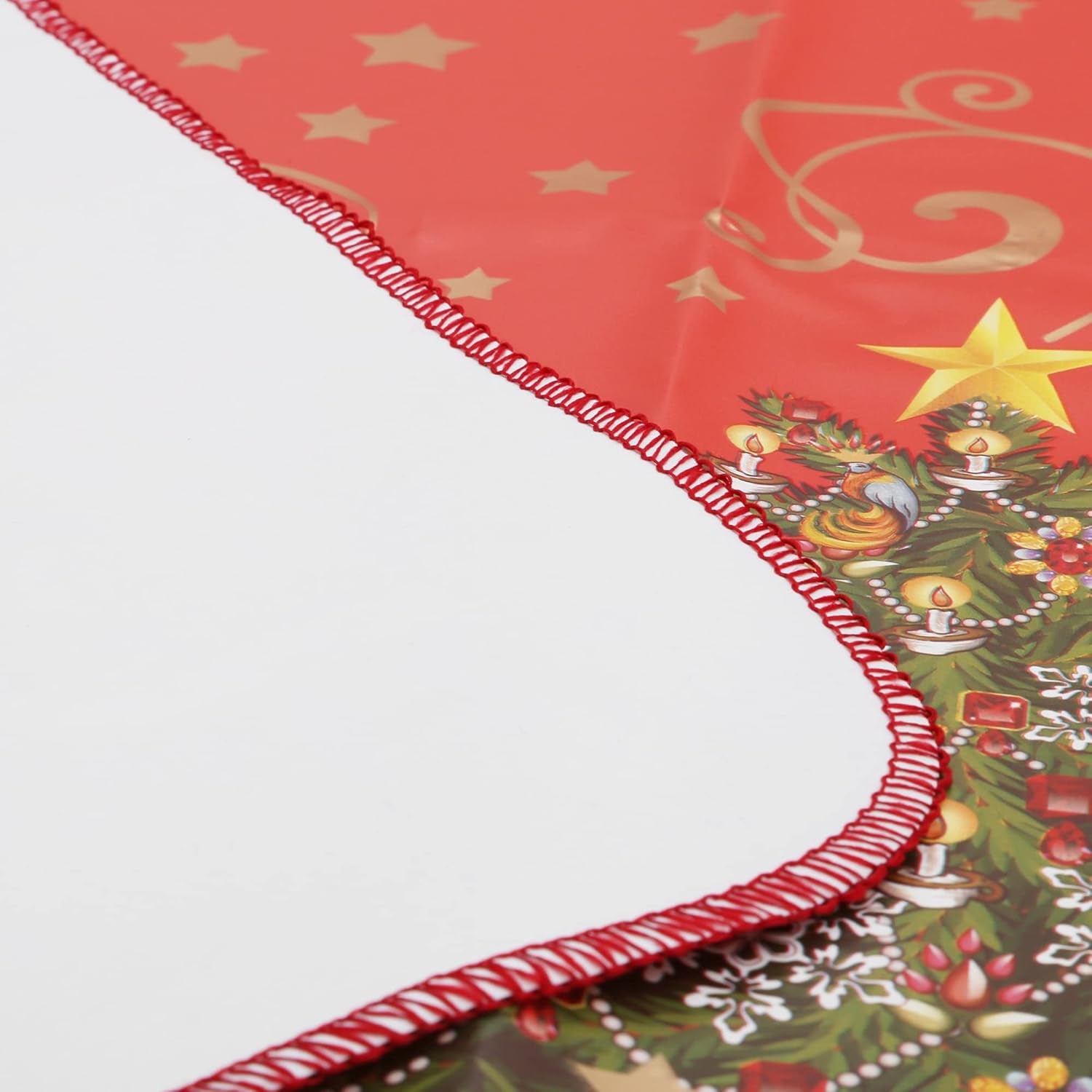 Heavy Duty Flannel Backed Vinyl Tablecloth with Flannel Backing Easy to Wipe-Clean Oilcloth Waterproof Plastic Rectangle 55X90 Inch Red Table Cover for Christmas