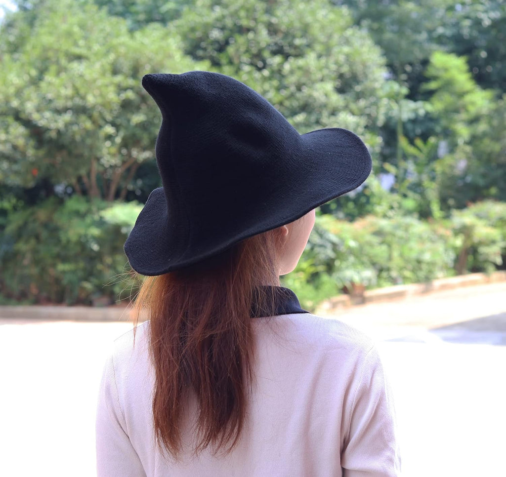 Women Halloween Witch Hat Wool Knitted Cap for Party Masquerade Cosplay Costume Accessory Daily