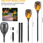 Solar Lights Outdoor 4 Pack, 99 Leds Solar Torch Light with Flickering Flame- IP65 Waterproof Solar Garden Lights, Solar Powered Outdoor Lights for Porch Yard Patio Halloween Decorations