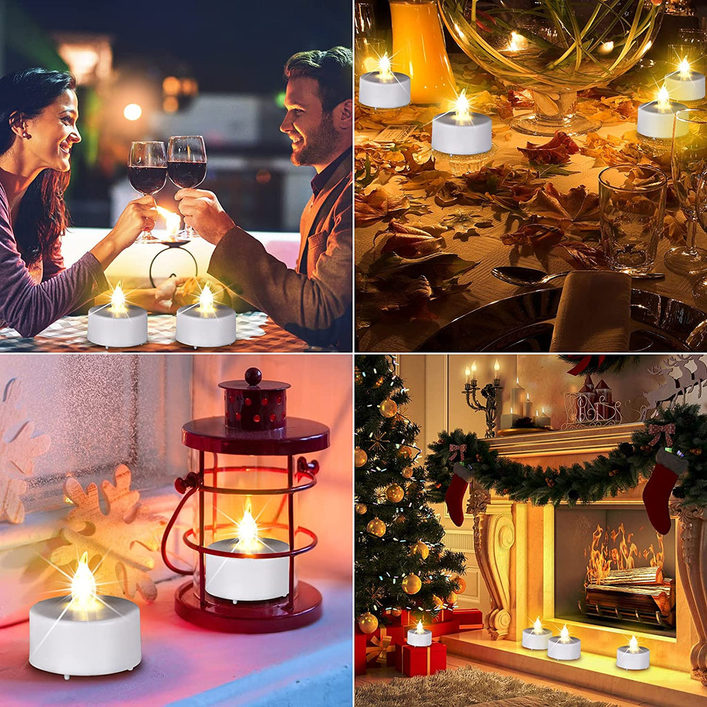 Battery Operated LED Tea Lights: 24PACK Flameless Votive Candles Lamp Realistic and Bright Flickering Holiday Gift Long Lasting 200Hours for Seasonal & Festival Celebration Warm White