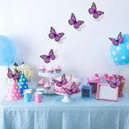 24 Pieces Purple Monarch Butterfly Decorations Magnet 4.7 Inch Purple Butterfly Glitter 3D Butterflies Wall Decor for Crafts Halloween Classroom Flower Arrangements Supplies