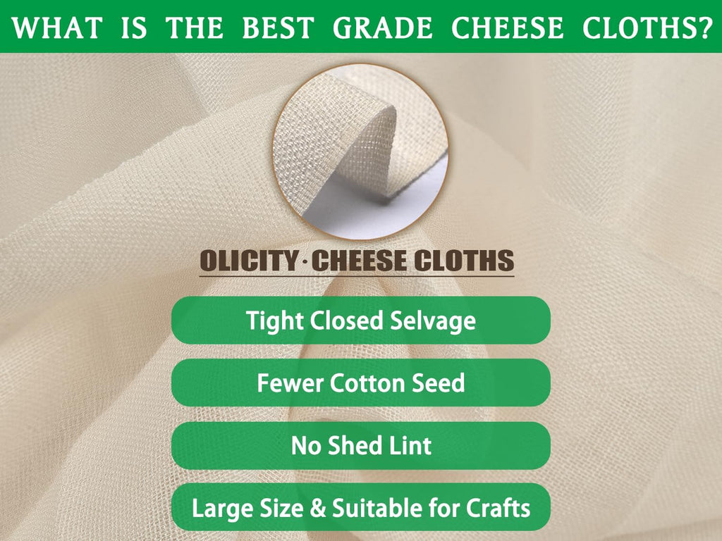 Cheese Cloths, Grade 100, 36X36Inch, Reusable Cheese Cloth with Closed Edges Fabric Fine Mesh Cloth, Unbleached Cotton Muslin Cheesecloth for Straining, Cooking, Yogurt, Herbs,Crafts - 9 Sq.Ft