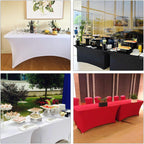 Spandex Table Covers, Stretch Tablecloths for 6 Ft Standard Folding Tables, Universal Rectangular Fitted Table Cloths for Wedding, Banquet, Party and Events (Silver)