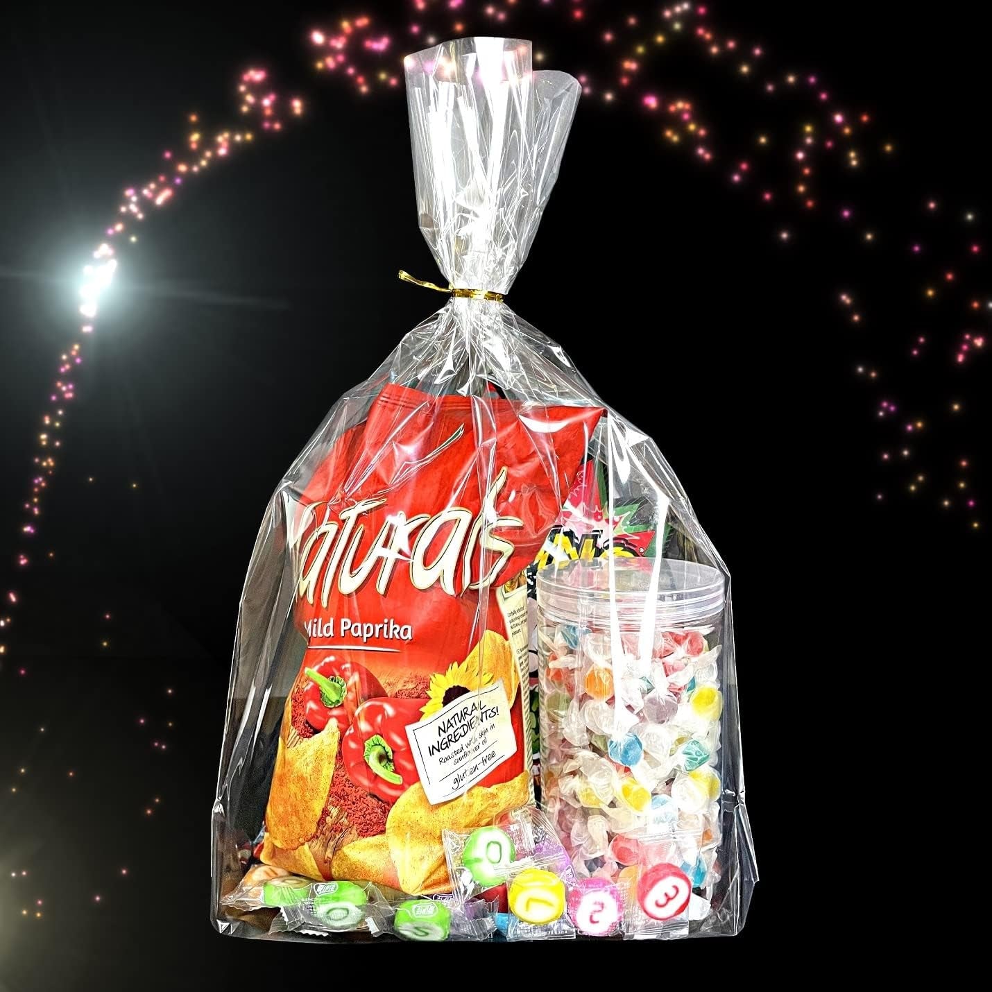 12"X 16", 100Pcs Bottom Gusset Bags, Clear Plastic Cellophane Mug Treat Goodie Gift Bags with 100X Twist Ties, Large Party Favor Packaging, Toy Wrapping (No Side Gusset)